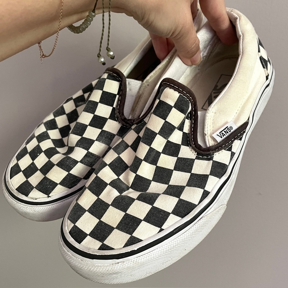 Vans Black/Ecru Classic Checkerboard Slip-on Sneakers - 5.5-6US - Picture 4 of 9